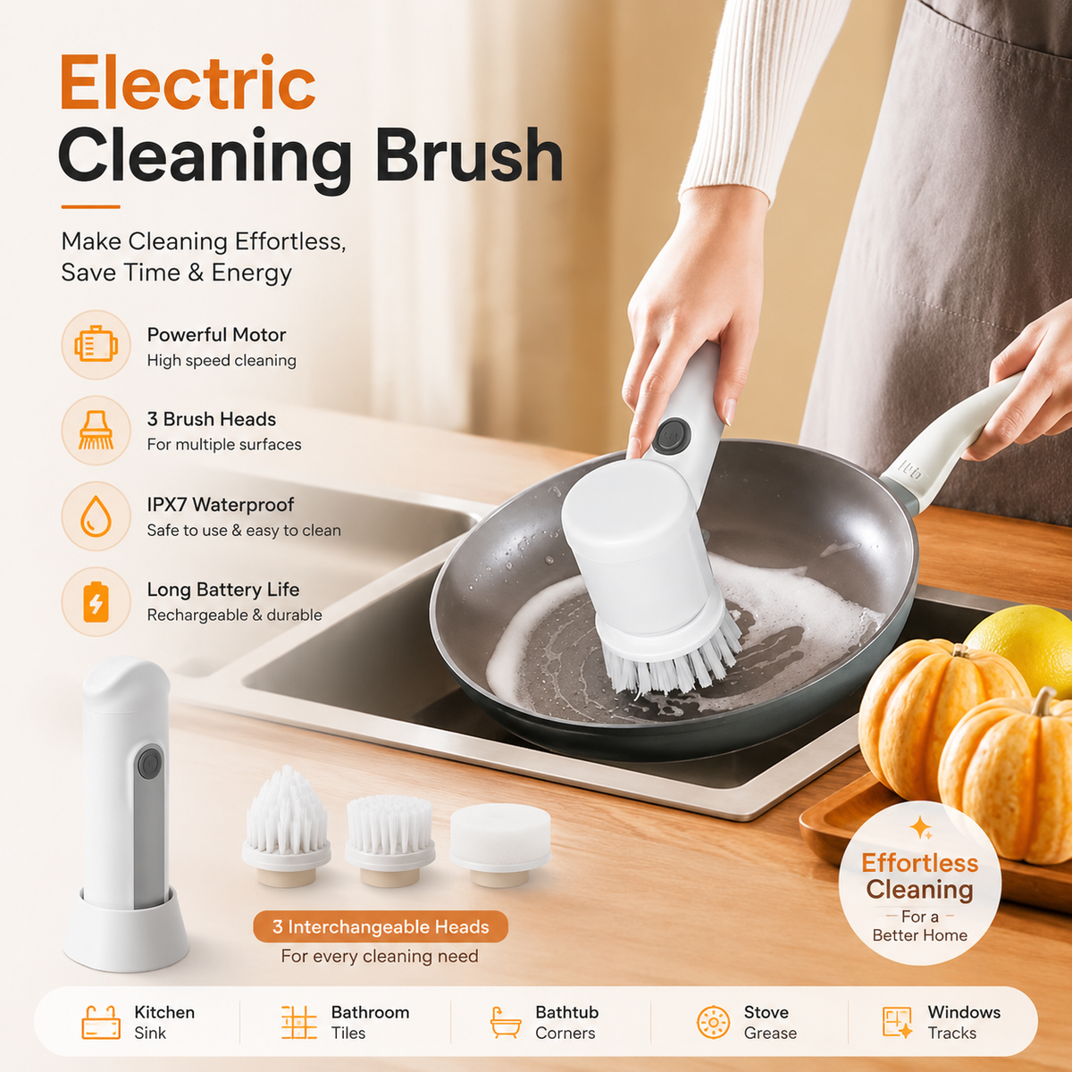 Electric Cleaning Brush  (Rechargeable & Multi-Purpose)