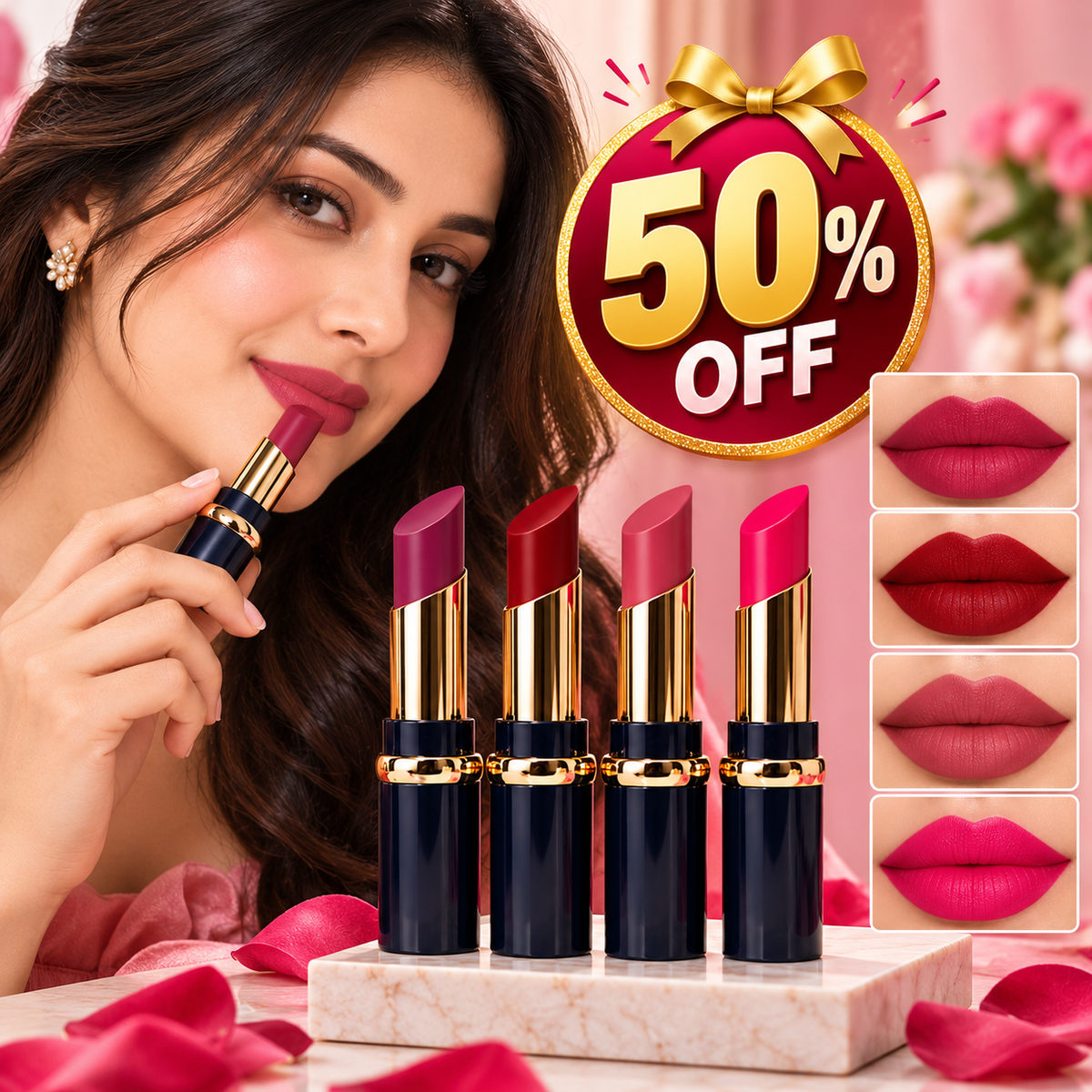 Premium Matte Lipsticks – Multicolor, Pack of 4