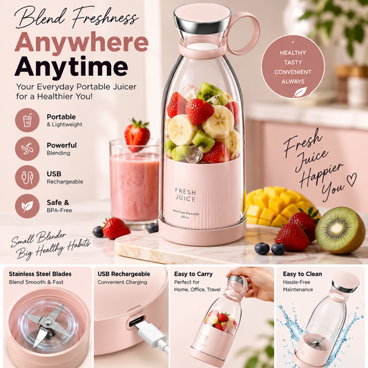 Portable Rechargeable Blender – USB Juicer for Smoothies & Shakes