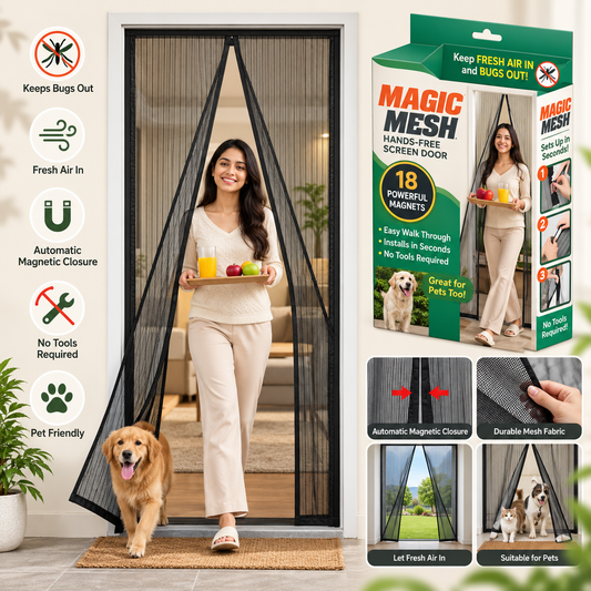Magnetic Mesh Door Screen – Automatic Closing Mosquito Net