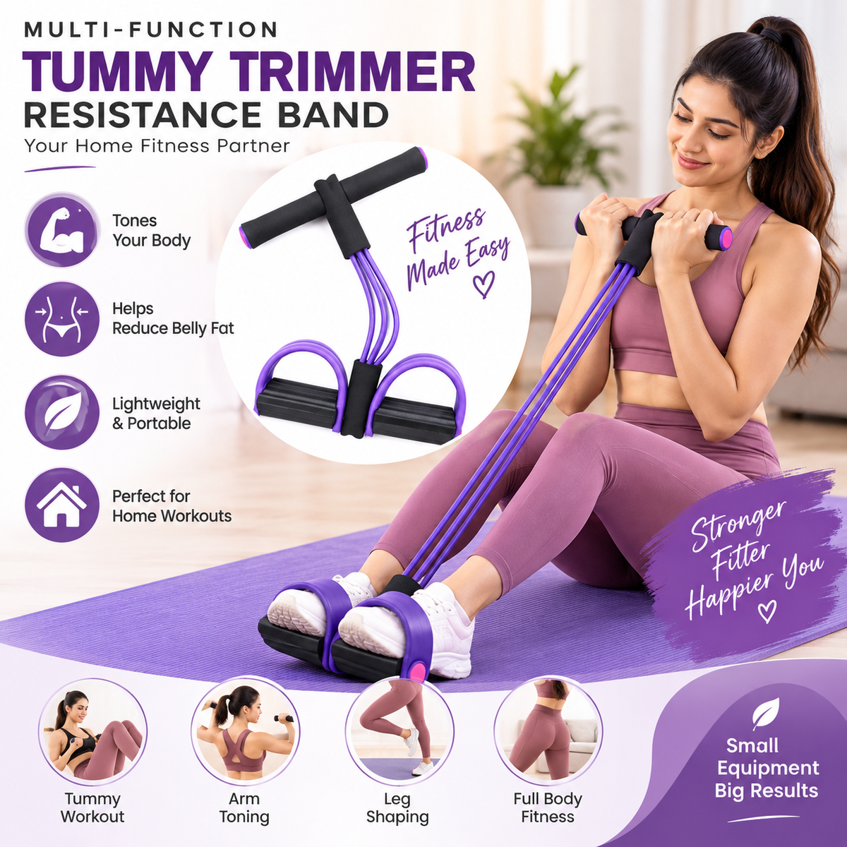 Multi-Function Tummy Trimmer – Resistance Band for Full Body Workout